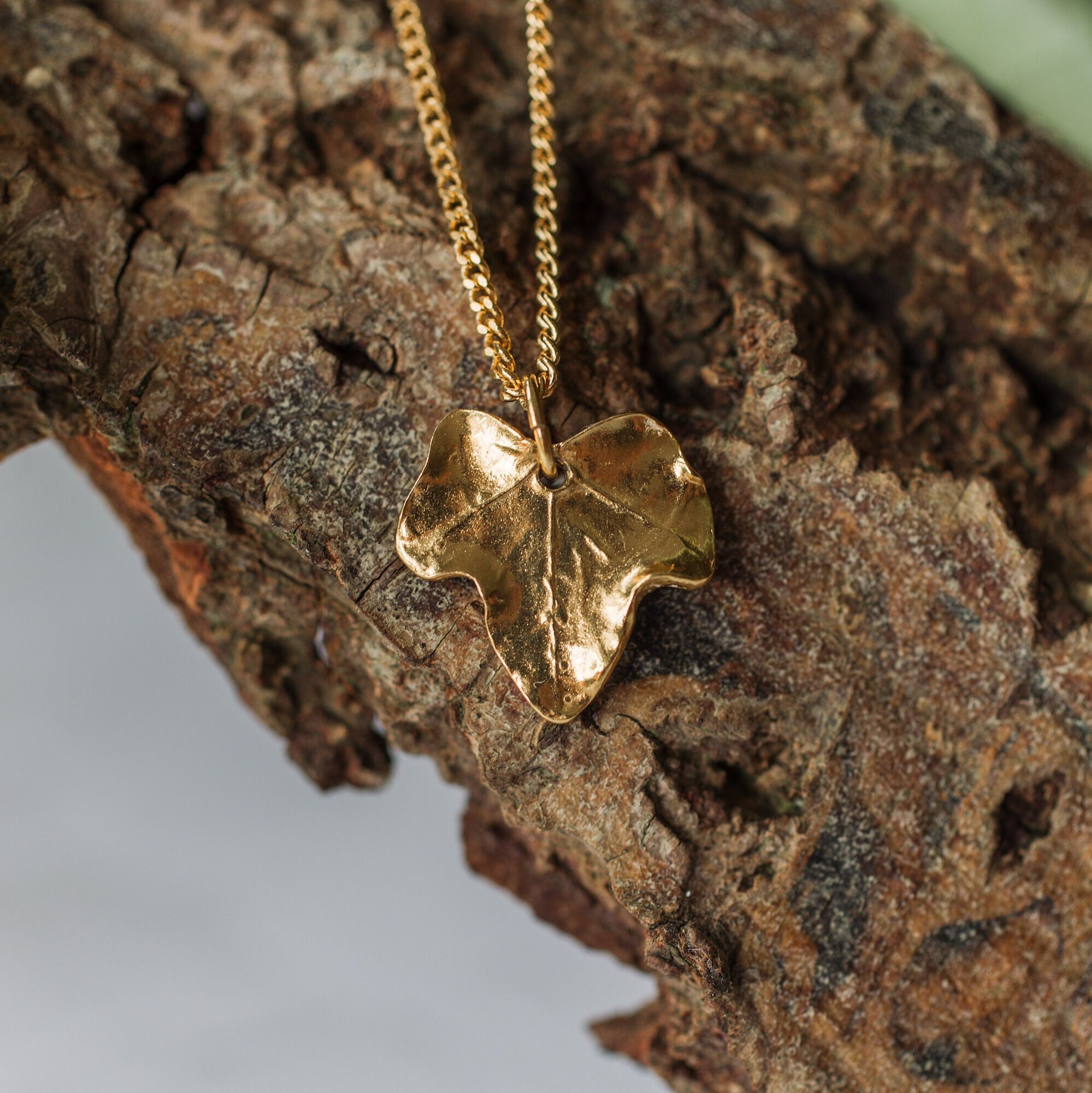 Gold Ivy Leaf Pendant Necklace, in Luxury Gift Box, Botanical Jewellery