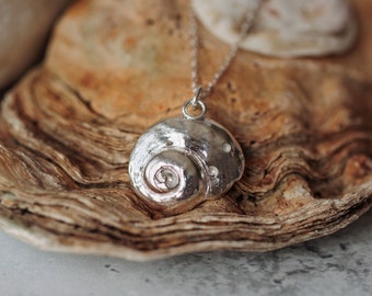 Silver Shell Necklace, Periwinkle Snail Shell, Nature Lover Gift, Handmade in the UK