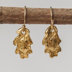 Gold Oak Leaf Earrings, Botanical Jewellery,   Mother's Day Gift, Handmade In The UK