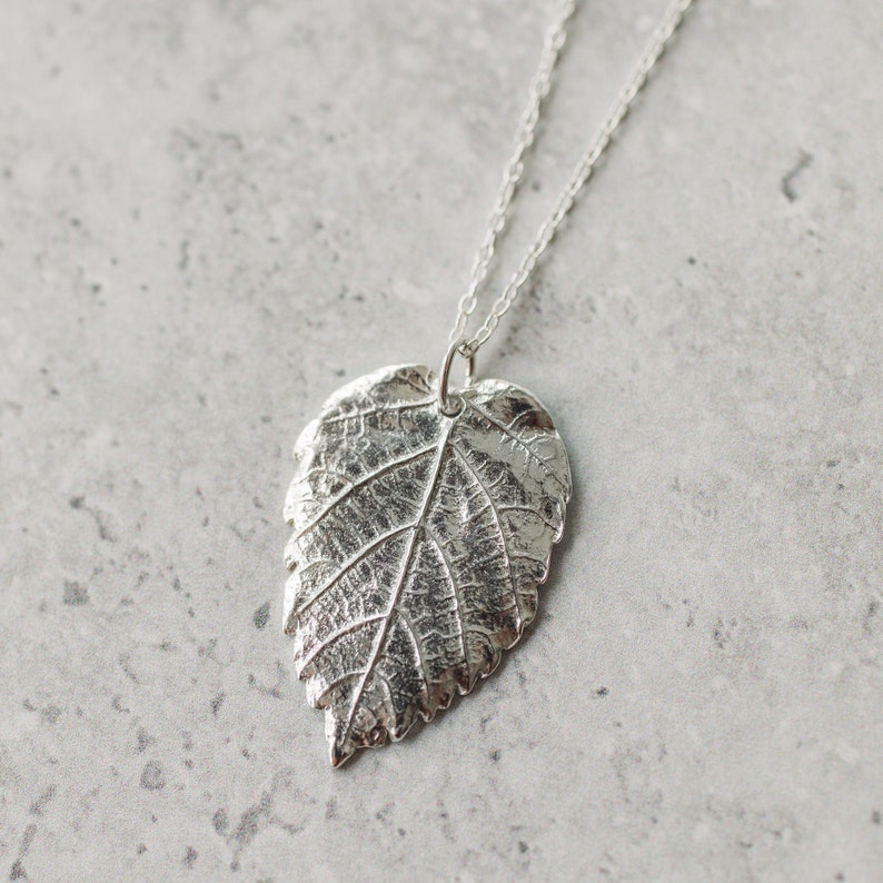 Silver Leaf Pendant Necklace, Hazel Leaf Jewellery, Nature Lover Gift, Handmade In The UK image 6