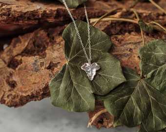 Silver Leaf Pendant Necklace, Ivy Leaf Jewellery, Nature Lover Gift, Handmade In The UK