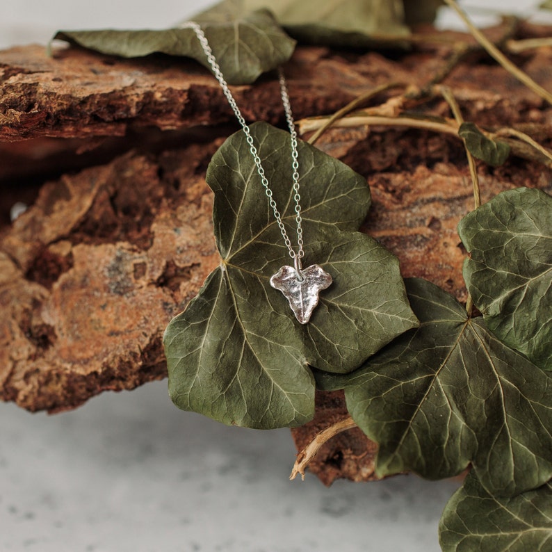 Silver Leaf Pendant Necklace, Ivy Leaf Jewellery, Nature Lover Gift, Handmade In The UK image 1