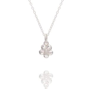 Silver Flower Pendant Necklace, Forget Me Not, Nature Lover Gift, Handmade In The UK