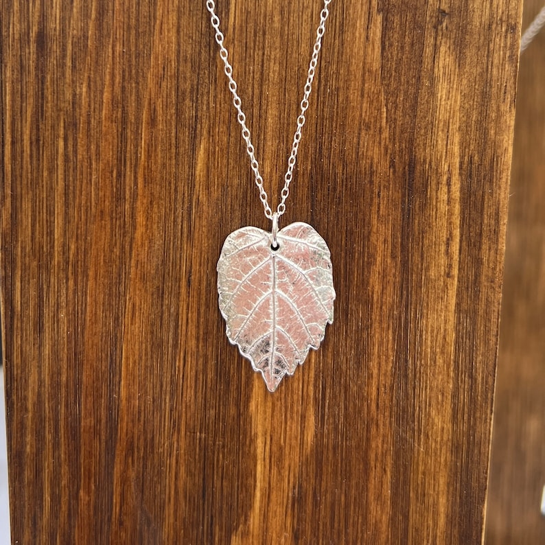 Silver Leaf Pendant Necklace, Hazel Leaf Jewellery, Nature Lover Gift, Handmade In The UK image 4