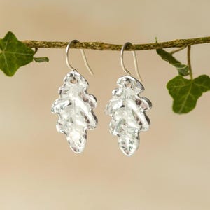 Silver Leaf Earrings, Oak Leaf Jewellery, Nature Lover Gift, Handmade In The UK