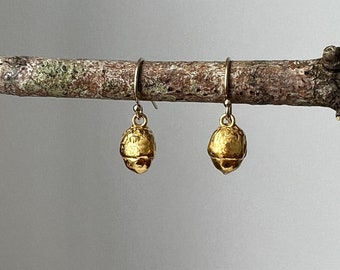 Gold Acorn Earrings,  Nature Lover Gift, Handmade in the UK