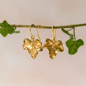Gold Leaf Earrings, Ivy Leaf Jewellery, Nature Lover Gift, Handmade In The UK