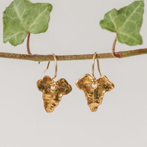 18ct Gold Vermeil Leaf Earrings, Ivy Leaf Jewellery,  Nature Lover Gift, Handmade In The UK