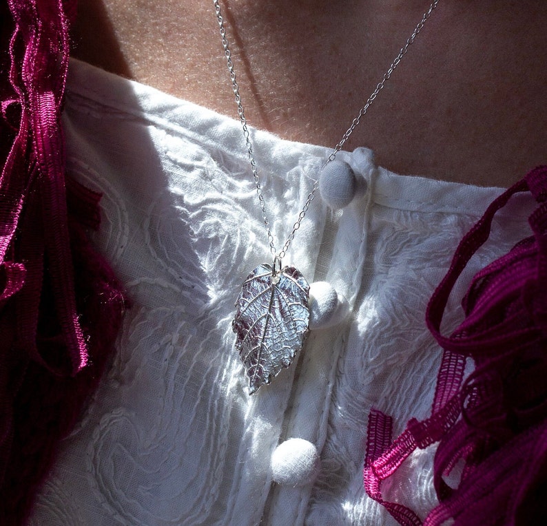 Silver Leaf Pendant Necklace, Hazel Leaf Jewellery, Nature Lover Gift, Handmade In The UK image 7