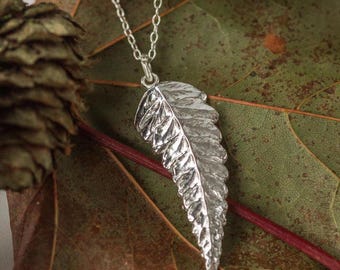 Silver Fern Pendant Necklace, Leaf Jewellery, Nature Lover Gift, Handmade In The UK