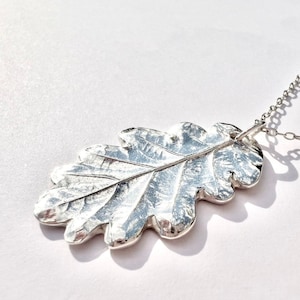 Silver Leaf Pendant Necklace, Oak Leaf Jewellery, Nature Lover Gift, Handmade In The UK