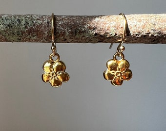 Gold Forget Me Not Earrings,  Nature Lover Gift, Handmade In The UK