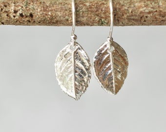 Silver Leaf Earrings, Rose Leaf Jewellery, Nature Lover Gift, Handmade In The UK