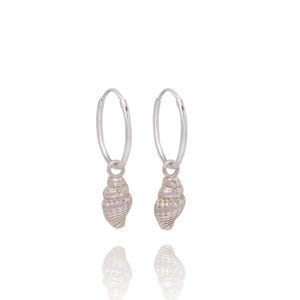Silver Shell Earrings, Dainty Whelk Shells, Nature Lover Gift, Handmade in the UK