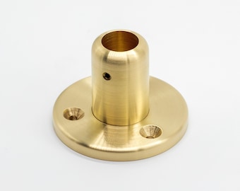 Floor/Countertop Brass Flange | Custom Shelf Fittings | Made to Order Full Shelving Units | Gold Brass Bar Connector