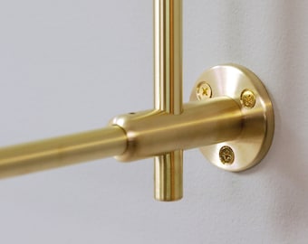 Brass Wall Flange | Custom Shelf Fitting | Made to Order Full Shelving Units | Gold Brass Bar Connector