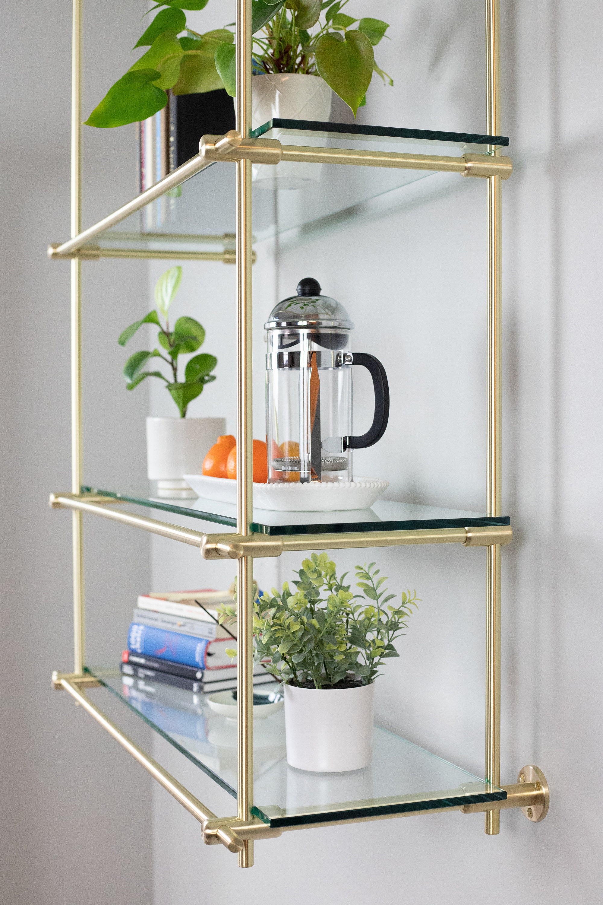 2 way Brass Connector Custom Shelf Fittings Made to Order Full Shelving Units Gold Brass Bar 2 Way Brass Connector Etsy