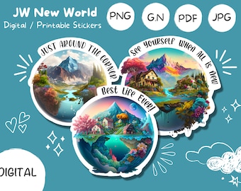 JW New World Best Life Ever | Digital Download | Printable Planner Clipart Stickers | pdf | png | jpeg | Goodnotes