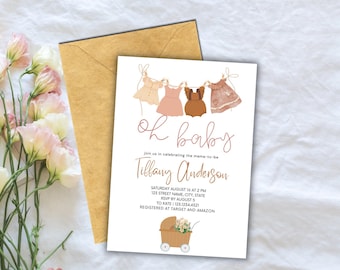 Baby Shower Invitation | Vintage Baby Shower Invitation | Editable Invitation | Canva Template | Baby Girl Shower Invitation