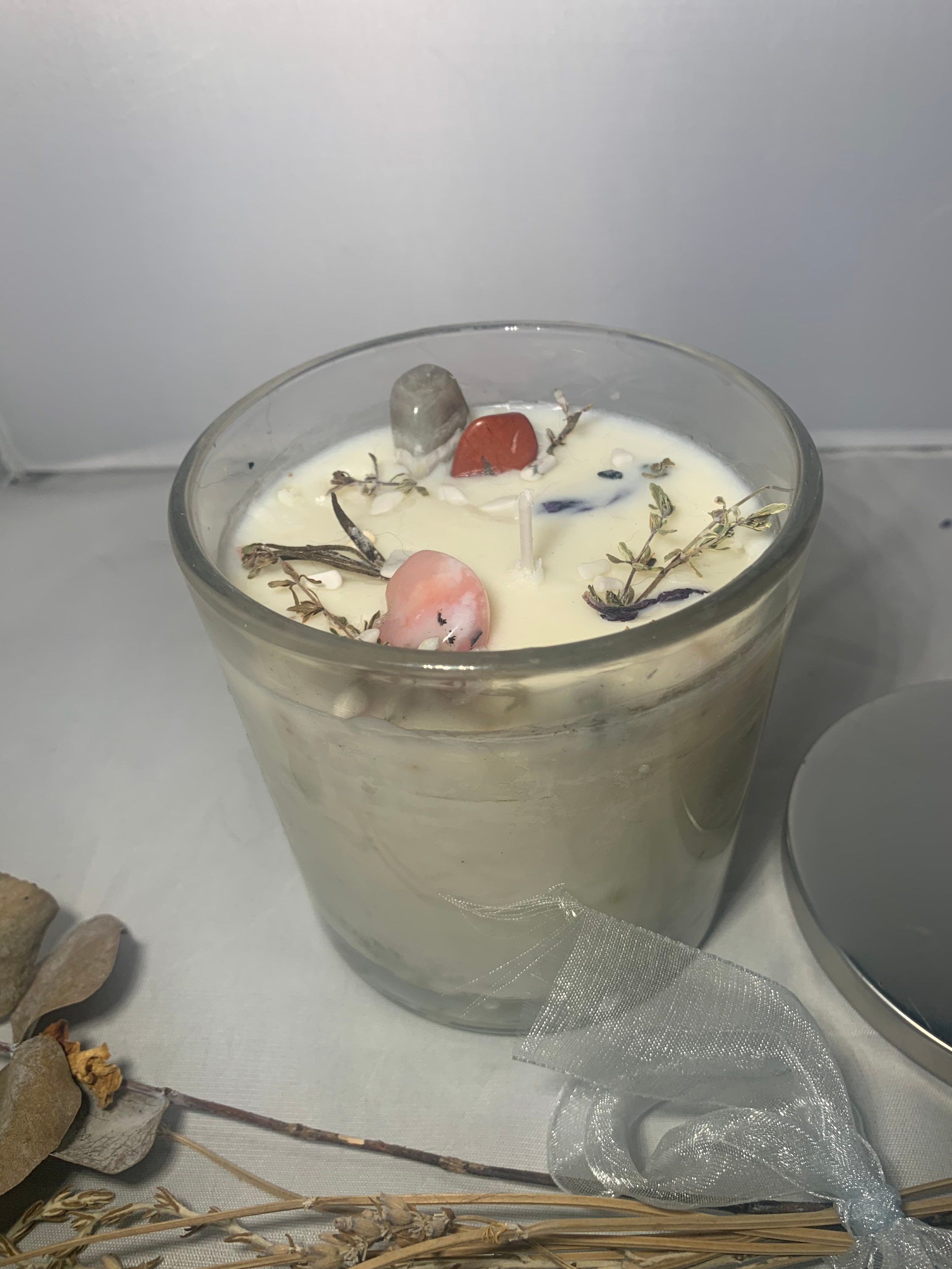 Large Handmade Crystal Candle With Soy Wax and Essential Oils Eco