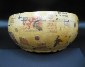 Musical Child Trinket Dish Ceramic Decoupage Mixed Media