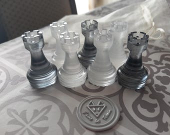 Pièce d'échecs tour tour couleurs personnalisées en résine époxy