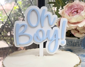 Oh Boy Cake Topper, 3D-Babyparty-Kuchendeckel, Junge-Babyparty, Oh Boy-Dekorationen, Gender Reveal Cake Topper, It's A Boy Cake Topper