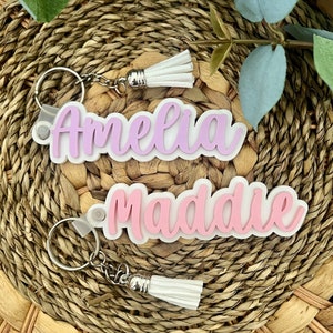 Kids Backpack Name Tag, Personalized Keychain for Kids, Custom Name Acrylic Keychain, Diaper Bag Tag, School Backpack Tag, Bag Accessories