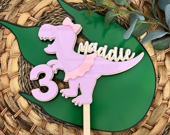 Dinosaur Cake Topper, Personalized Three Rex Dinosaur Party Cake Topper, T-Rex Dinosaur Birthday Party Decorations, 3d Dino Cake Smash,