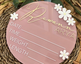 Acrylic Newborn Baby Birth Announcement Sign Newborn Baby Stat Sign Hospital Sign For Baby Newborn Photo Prop Baby Shower Gift for New Mom