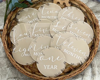 Acrylic Baby Milestone Set, Baby Milestone Discs, Baby Photo Prop, Baby Gift, Baby’s First Year, Baby Shower Gift, New Baby Gift