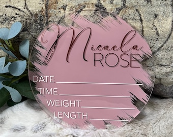 Acrylic Newborn Baby Birth Announcement | Newborn Stat Sign | Birth Stat Sign | Newborn Photo Prop