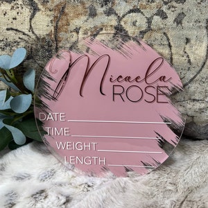 Acrylic Newborn Baby Birth Announcement | Newborn Stat Sign | Birth Stat Sign | Newborn Photo Prop