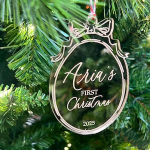 Personalized Baby&#39;s First Christmas Ornament: Mirrored Acrylic Keepsake