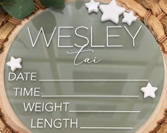 Acrylic Newborn Baby Birth Announcement Sign Newborn Baby Stat Sign Hospital Sign For Baby Newborn Photo Prop Baby Shower Gift for New Mom