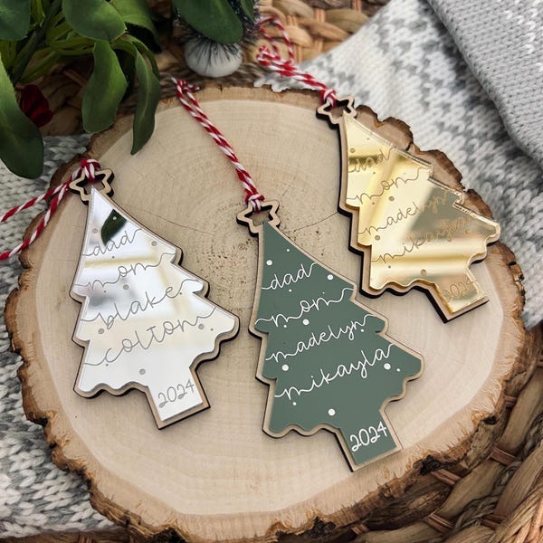 Adorno navideño familiar Adorno navideño para árbol de Navidad con nombres Adorno navideño familiar personalizado Adorno navideño familiar 2025