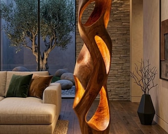 Handcrafted sculpted floor lamp/artistic wooden decorative lamp