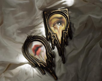 Small Liquid painting l Handmade frame l Vintage Art | Made to order
