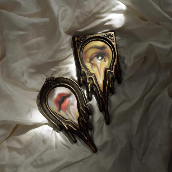 Small Liquid painting l Handmade frame l Vintage Art | Made to order