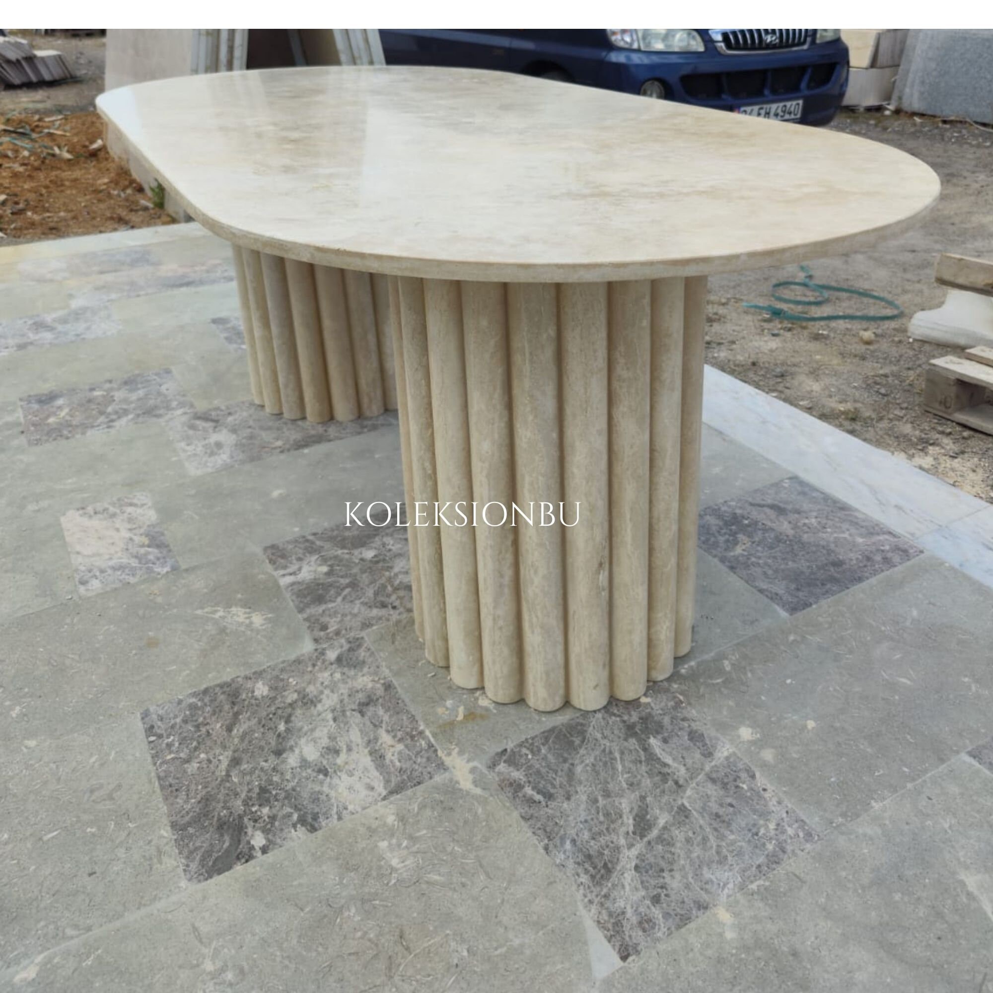 Oval Dining Table for 6, Travertine Dining Table, Custom Order Dining