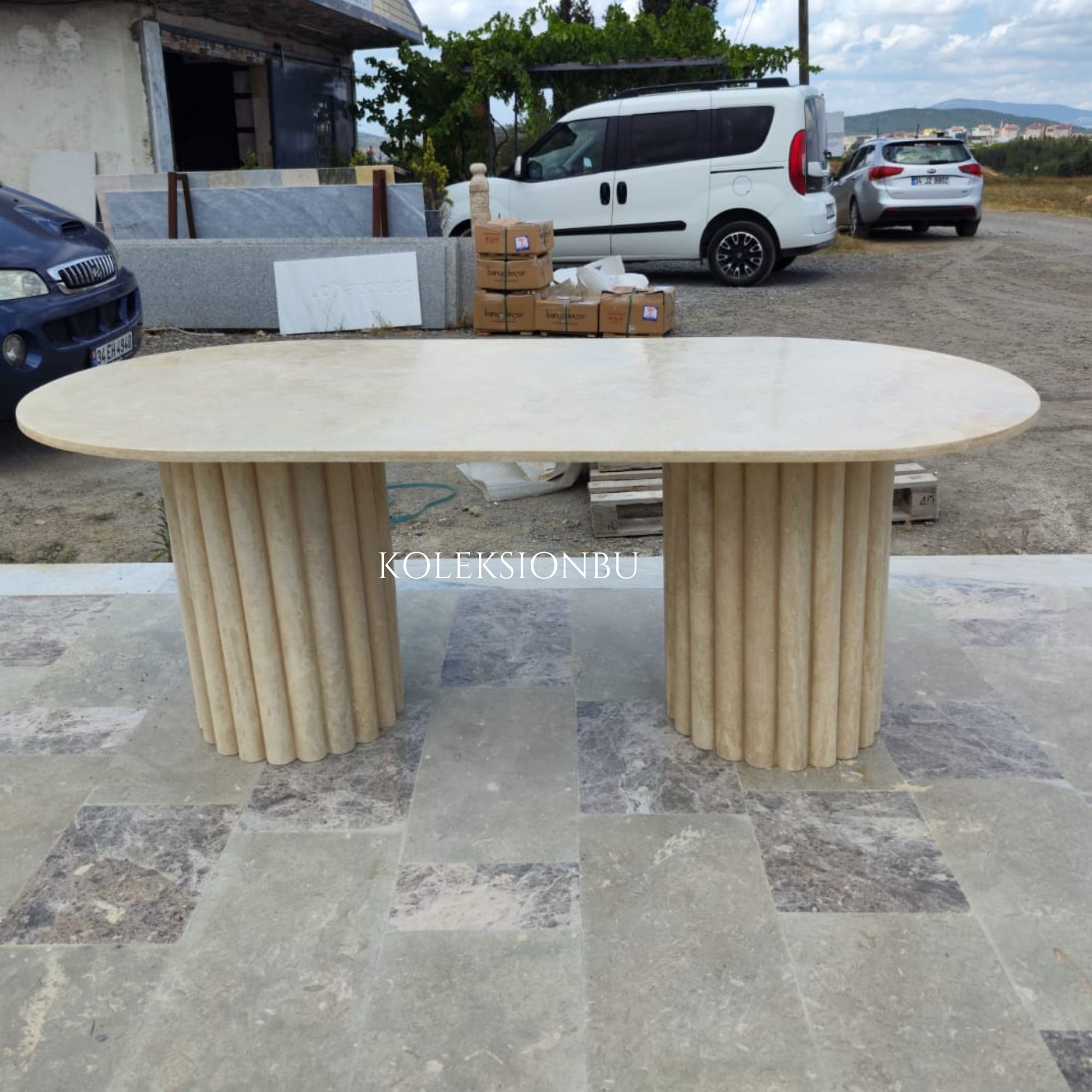 Oval Dining Table for 6, Travertine Dining Table, Custom Order Dining