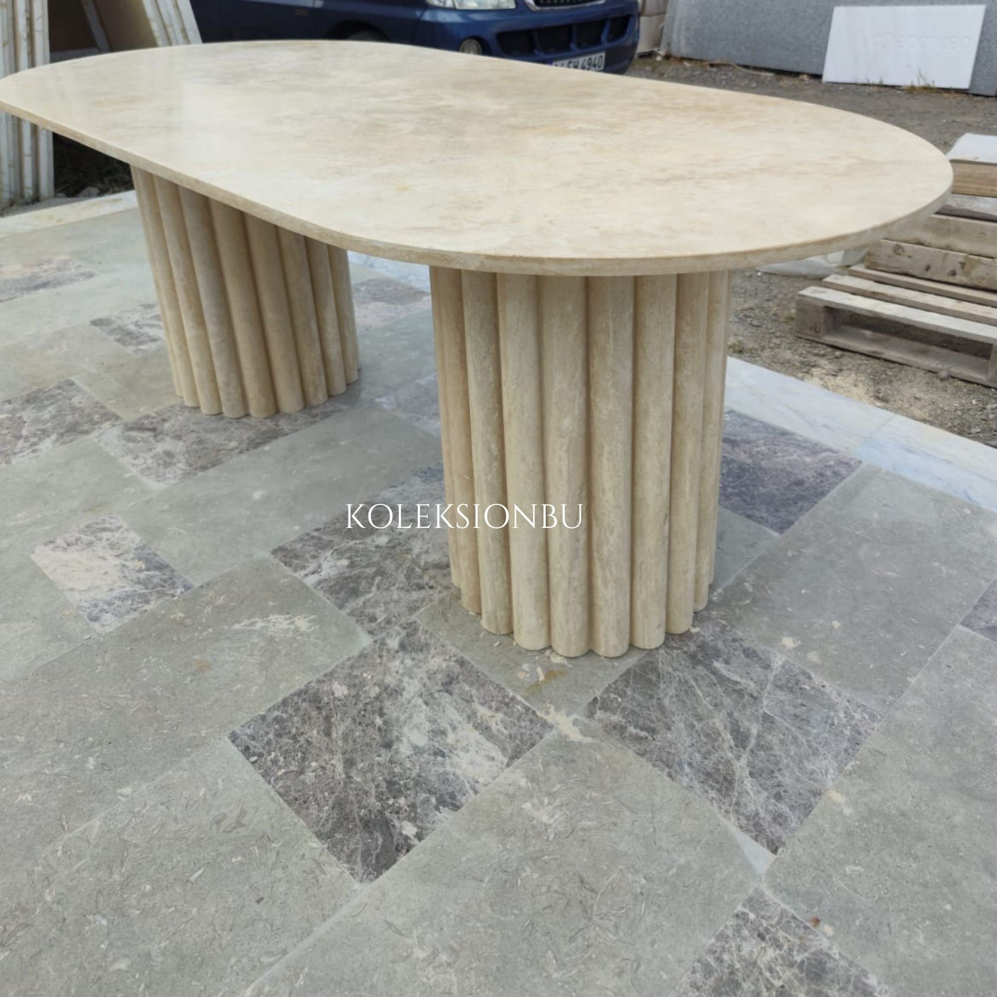 Oval Dining Table for 6, Travertine Dining Table, Custom Order Dining