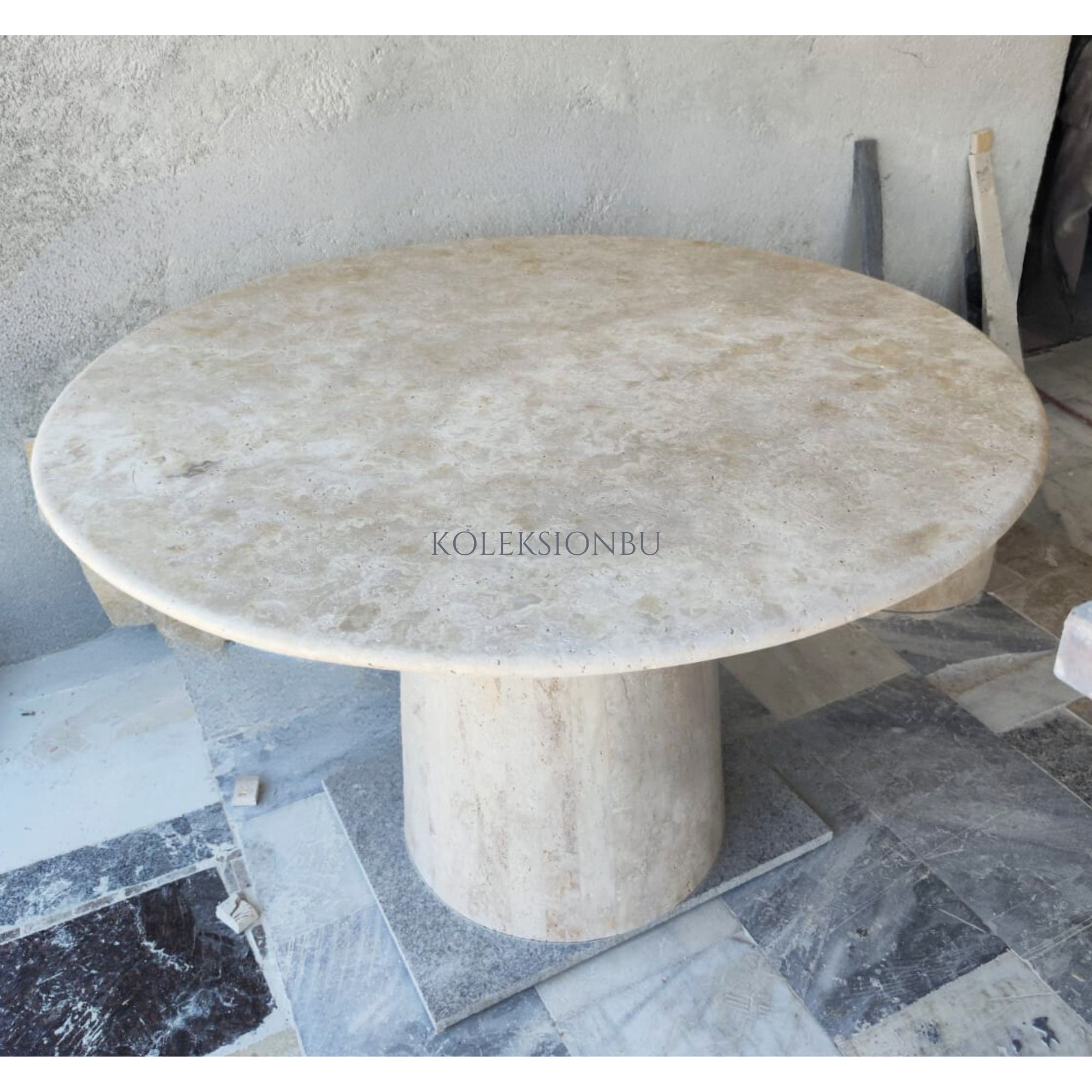 Travertine Table Dining Travertine Table Round Custom Dining Etsy