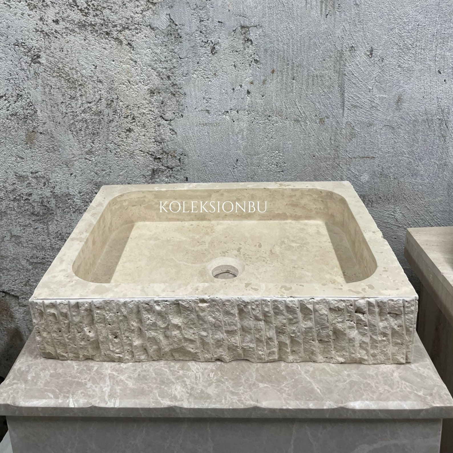 Chiseled Travertine Bathroom Vessel Sink Wall Mount Sink Etsy