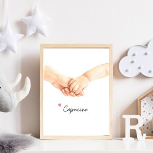 Baby hands poster - Birth poster with customizable name / Decoration room child - Baby