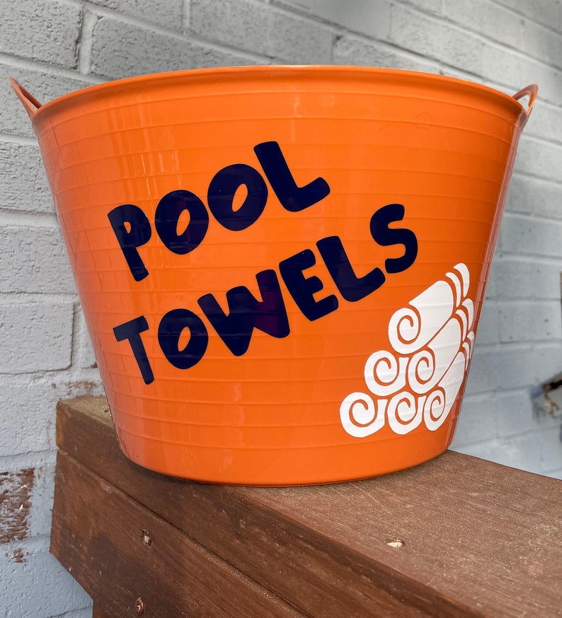 Pool Towels Bucket Towel Storage Pool Storage Bucket Etsy