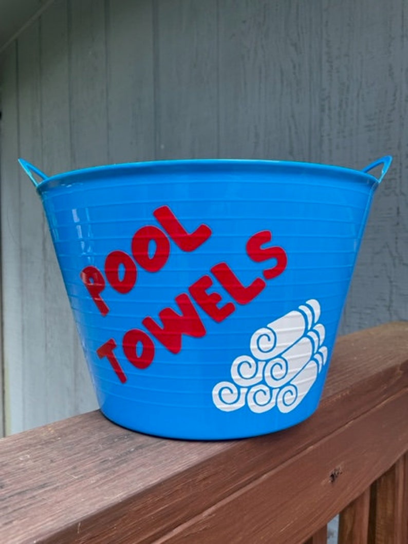 Pool Towels Bucket Towel Storage Pool Storage Bucket Etsy