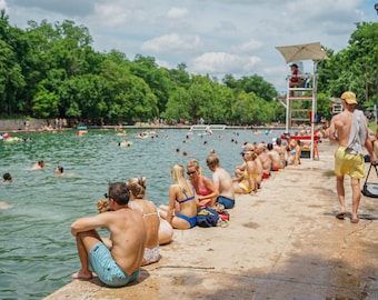 Barton Springs Austin Print, Texas Wall Art, Summer Swim Scene, Austin Lifestyle Photography