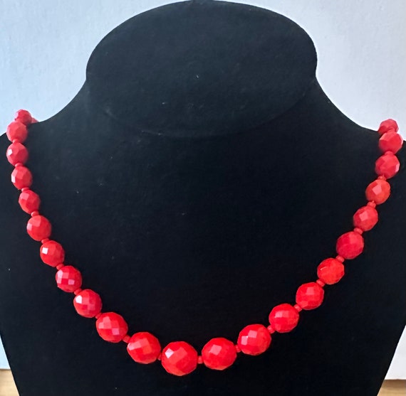 Red Faceted Chinese Crystal Necklace #3009 - image 2