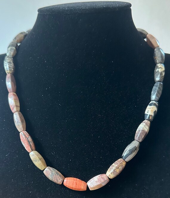 Carnelian Stone Faceted Rectangular Beaded Strand… - image 2